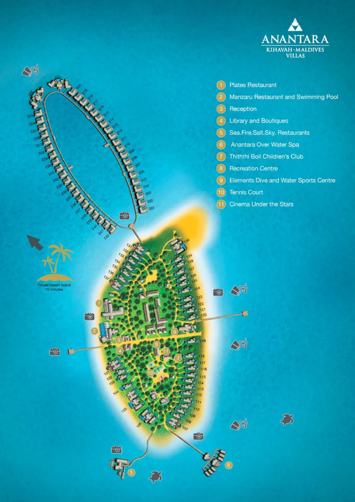 Inselkarte Anantara Kihavah Maldives Villas
