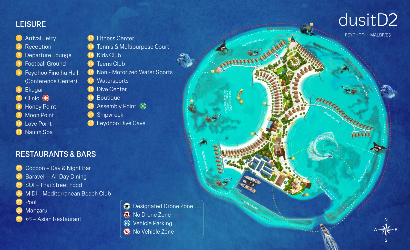 Inselkarte dusitD2 Feydhoo Maldives