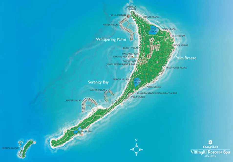 Inselkarte Shangri-La's Villingili Resort & Spa