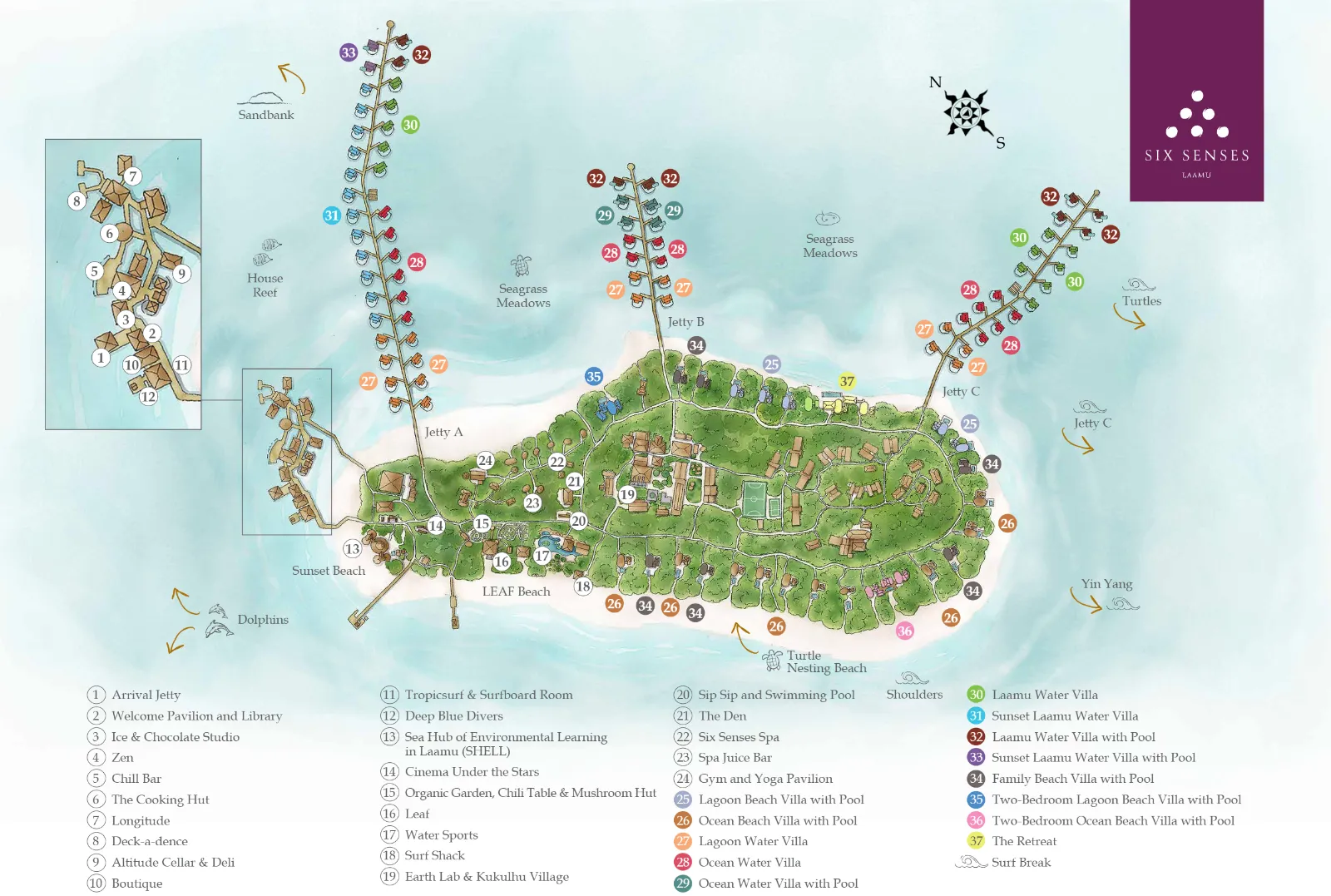Inselkarte Six Senses Laamu