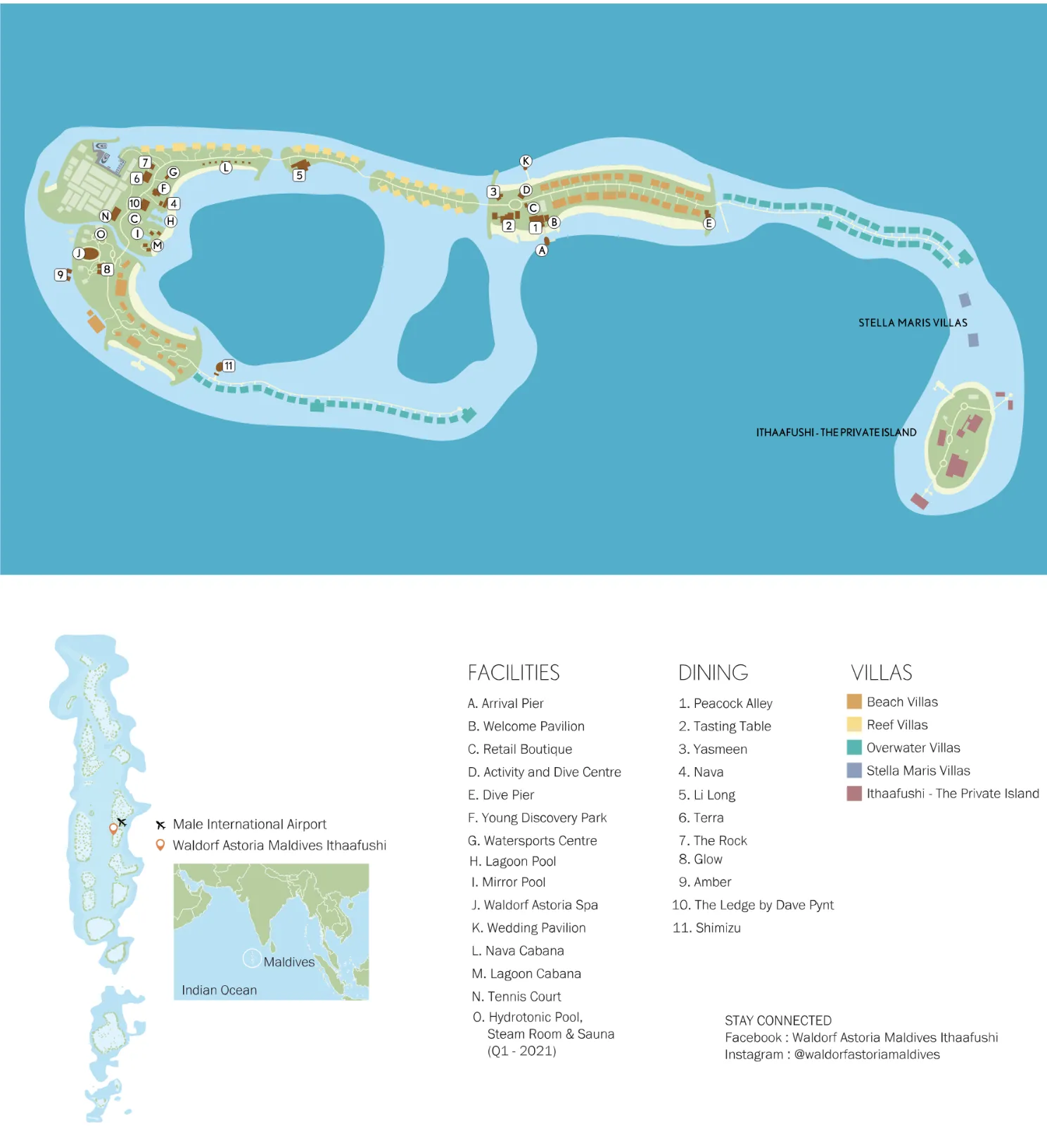Inselkarte Waldorf Astoria Maldives Ithaafushi