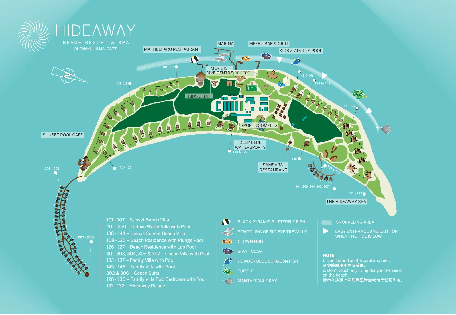 Inselkarte Hideaway Beach Resort & Spa