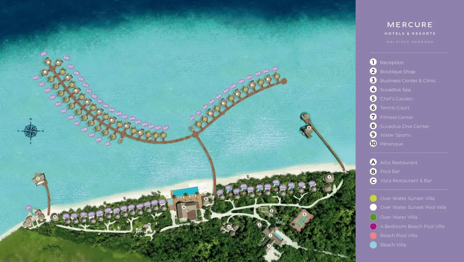 Inselkarte Mercure Maldives Kooddoo Resort